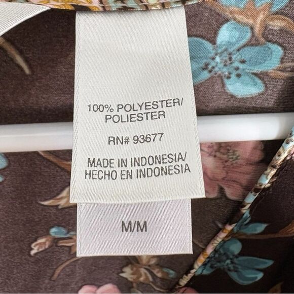 NWT Adonna Robe Lingerie Womens Satin Floral Brown Size Medium - Picture 7 of 9